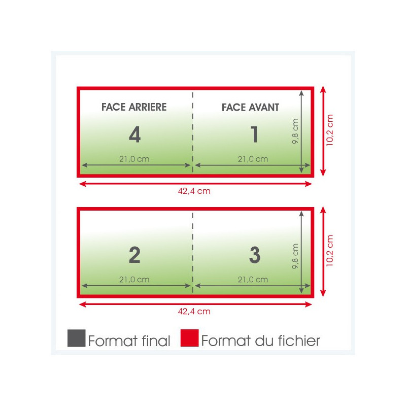 Dépliants 135grs brillant long paysage 4 pages - 1 000 exemplaires - pliage en deux