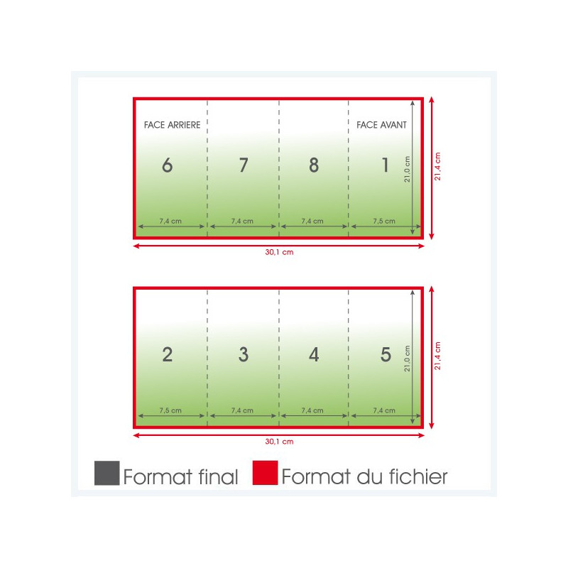 Dépliants A6 135grs long portrait mat 8 pages - 20 000 exemplaires - pliage zigzag
