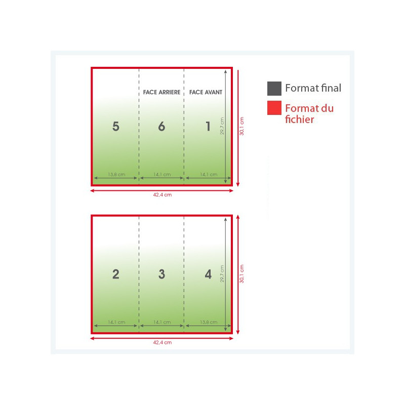 Dépliants 135grs long extra portrait mat 6 pages - 10 000 exemplaires