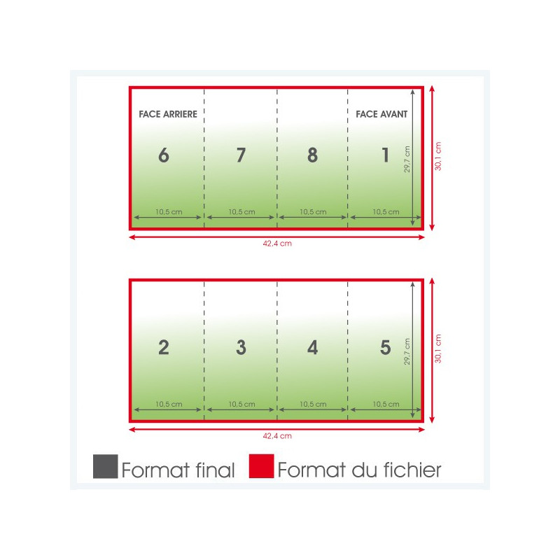 Dépliants A5 135grs long portrait brillant 8 pages - 20 000 exemplaires - pliage zigzag
