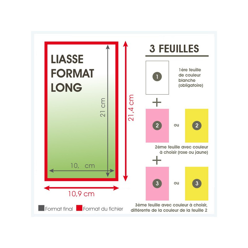 Liasse 3 feuilles format long - 100 exemplaires
