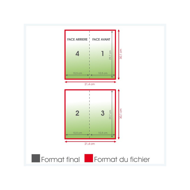 Dépliants A5 135grs brillant long portrait 4 pages - 1 000 exemplaires