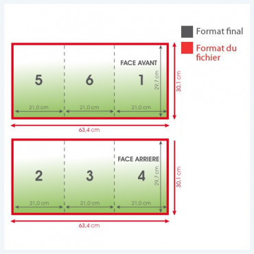 Dépliants 135grs mat long portrait 6 pages - 1 000 exemplaires - pliage en deux Dépliants 135grs mat long portrait 6 pages - 1 000 exemplaires - pliage en deux